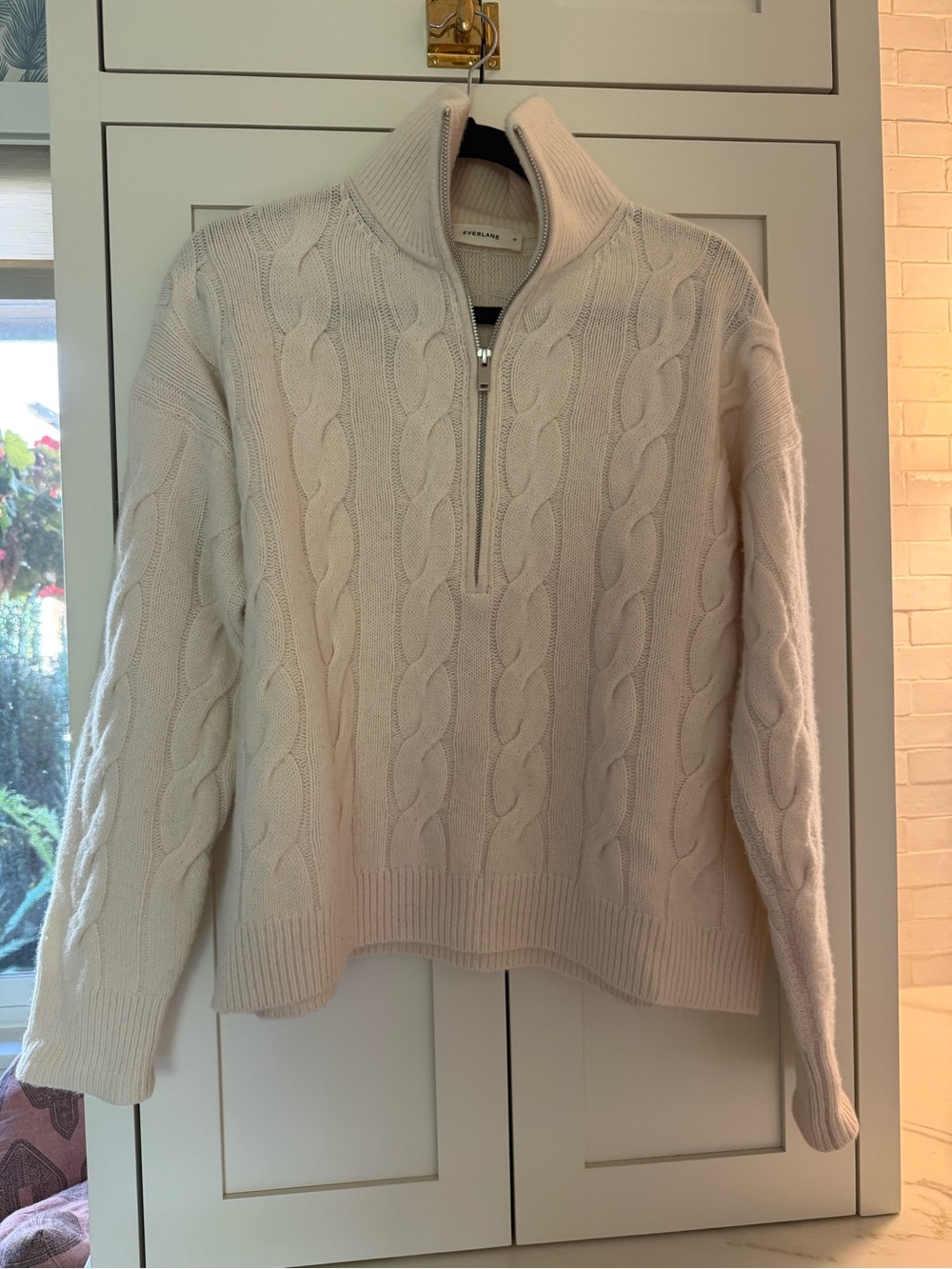 Everlane Cable-Knit Half-Zip Sweater - Cream